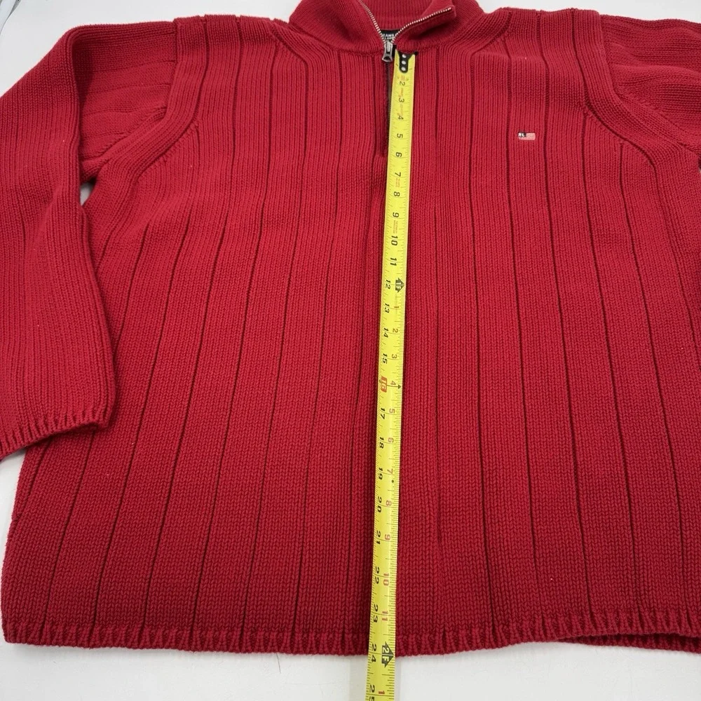 Vintage Polo Ralph Lauren Sweater Mens XXL Red 1/4 Zip Knit American Flag